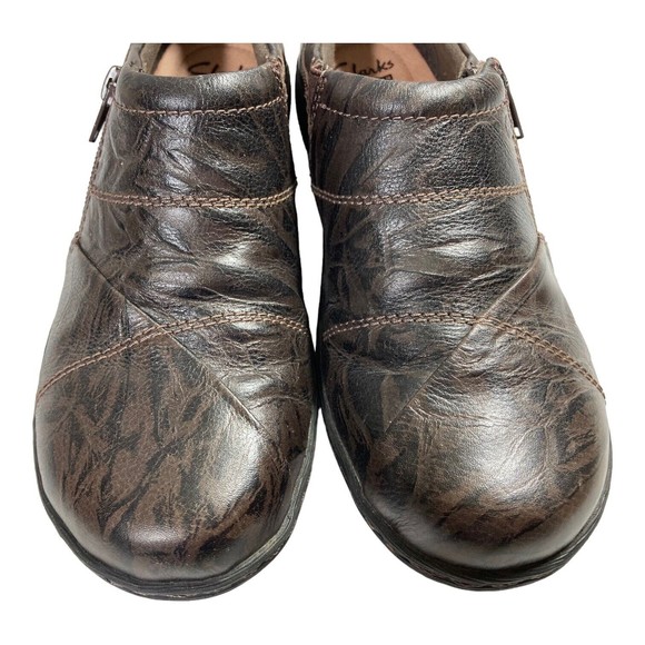 Clarks Comfort Shoes Soft Cushion Brown Weathered Leather Women's 8M EUC - Picture 4 of 10